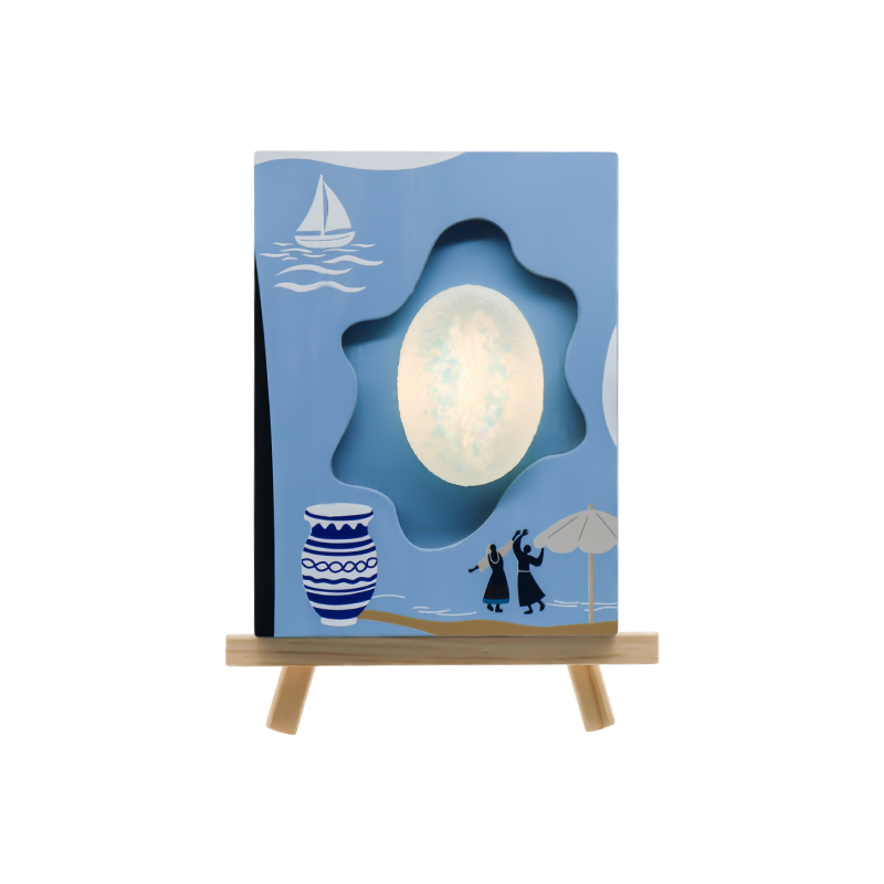 Ocean Wind Turing Coffee Bean Relief โคมไฟศิลปะไม้-แสงแห่งรักทะเล